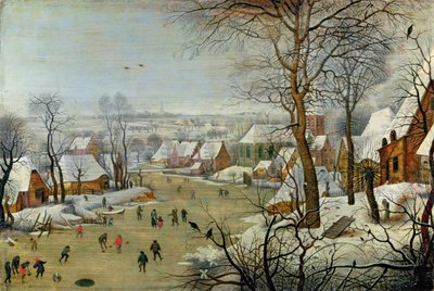 Winter Landscape with Skaters and a Bird Trap by Pieter Brueghel the Younger